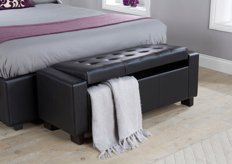 Verona Ottoman Bench Black  Pu