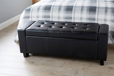 Verona Ottoman Bench Black  Pu