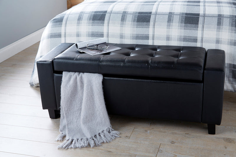 Verona Ottoman Bench Black  Pu