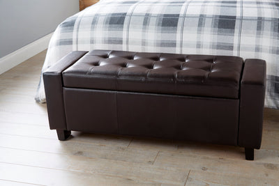 Verona Ottoman Bench Brown  Pu