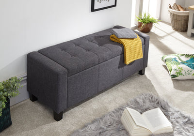 Verona Ottoman Bench Charcoal Grey Fabric