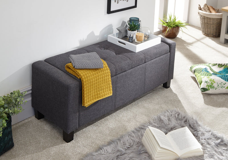 Verona Ottoman Bench Charcoal Grey Fabric