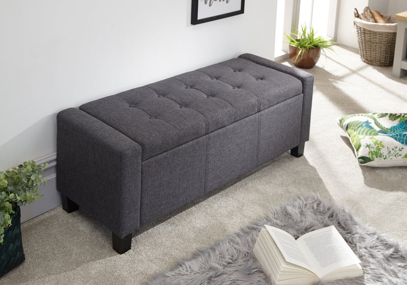 Verona Ottoman Bench Charcoal Grey Fabric