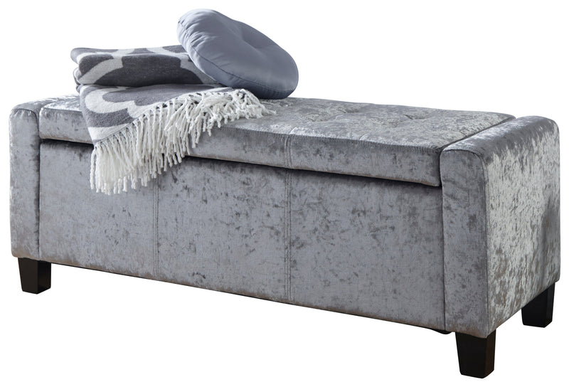 Verona Ottoman Bench Grey Crushed Velvet