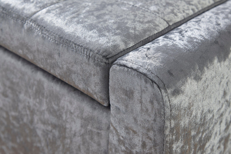 Verona Ottoman Bench Grey Crushed Velvet