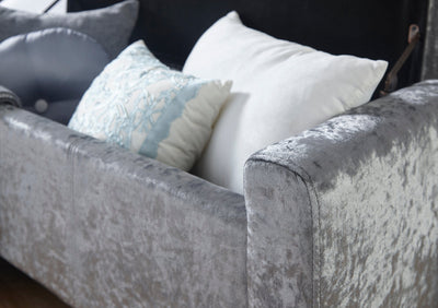 Verona Ottoman Bench Grey Crushed Velvet