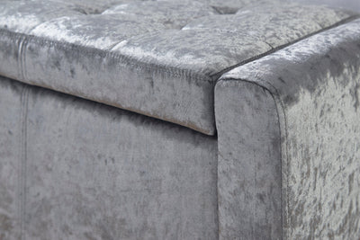 Verona Ottoman Bench Grey Crushed Velvet