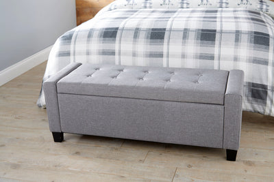 Verona Ottoman Bench Grey Fabric