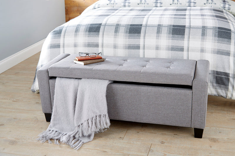 Verona Ottoman Bench Grey Fabric