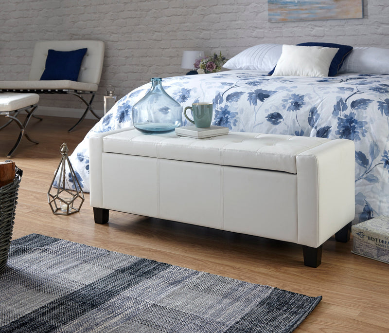 Verona Ottoman Bench White Pu