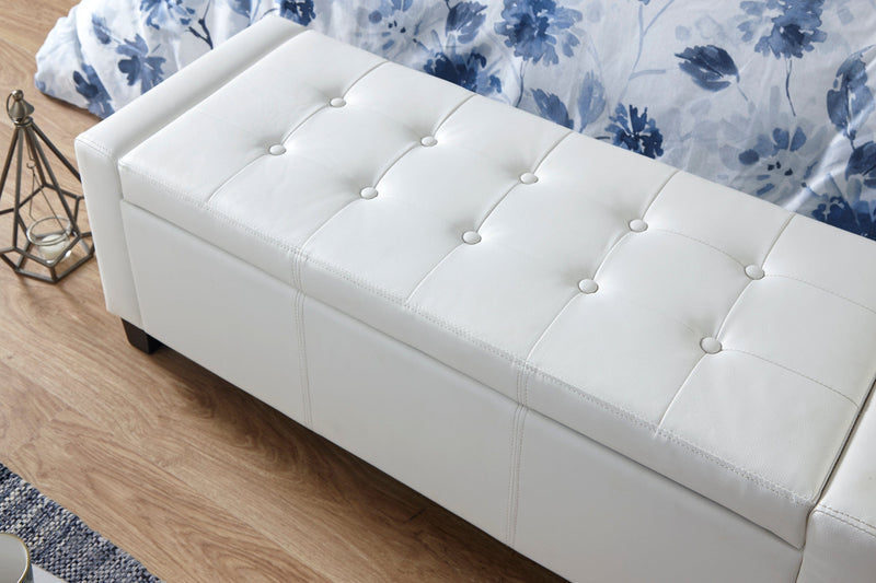 Verona Ottoman Bench White Pu