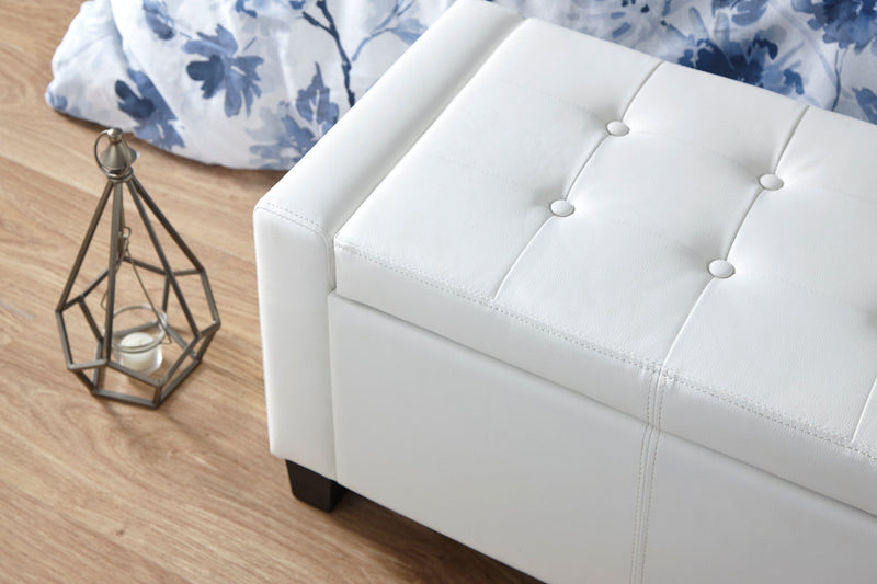 Verona Ottoman Bench White Pu