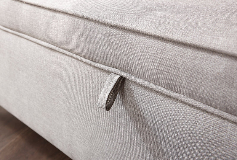 Windsor Cushioned Ottoman Grey Hopsack