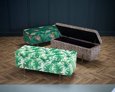 Lola Storage Ottoman Palm Print