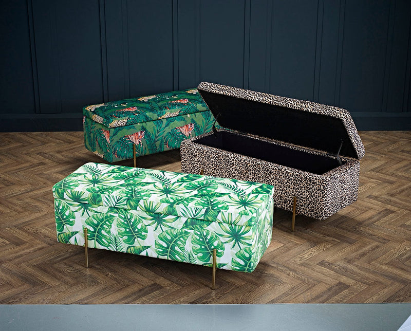 Lola Storage Ottoman Palm Print