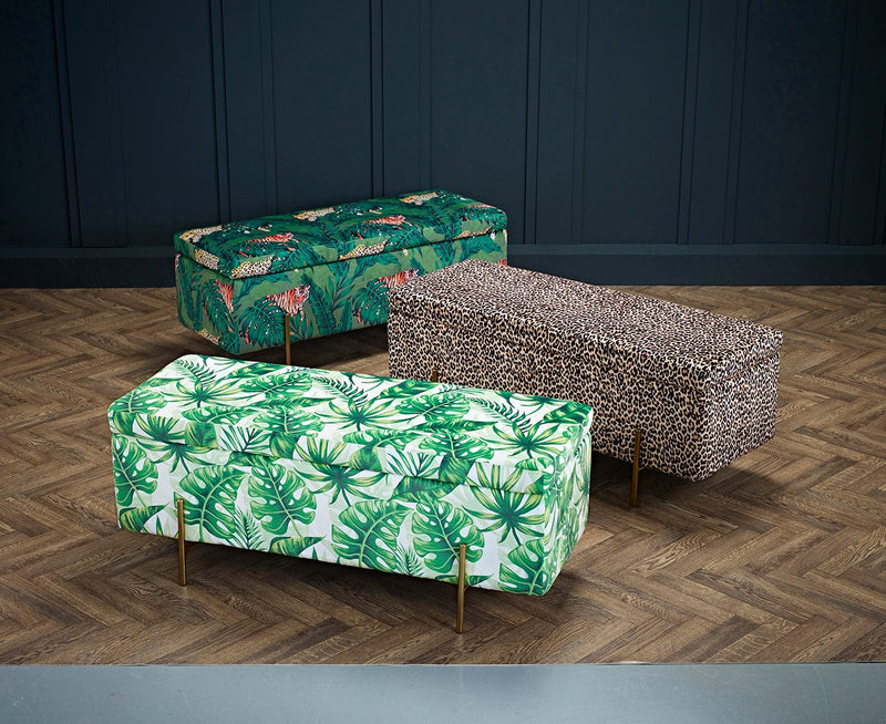 Lola Storage Ottoman Palm Print