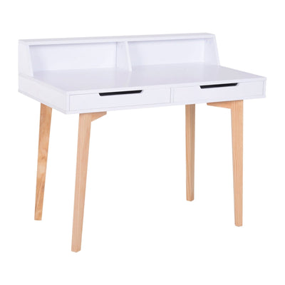 Scandinavian-Style Writing Desk, With Storage - White