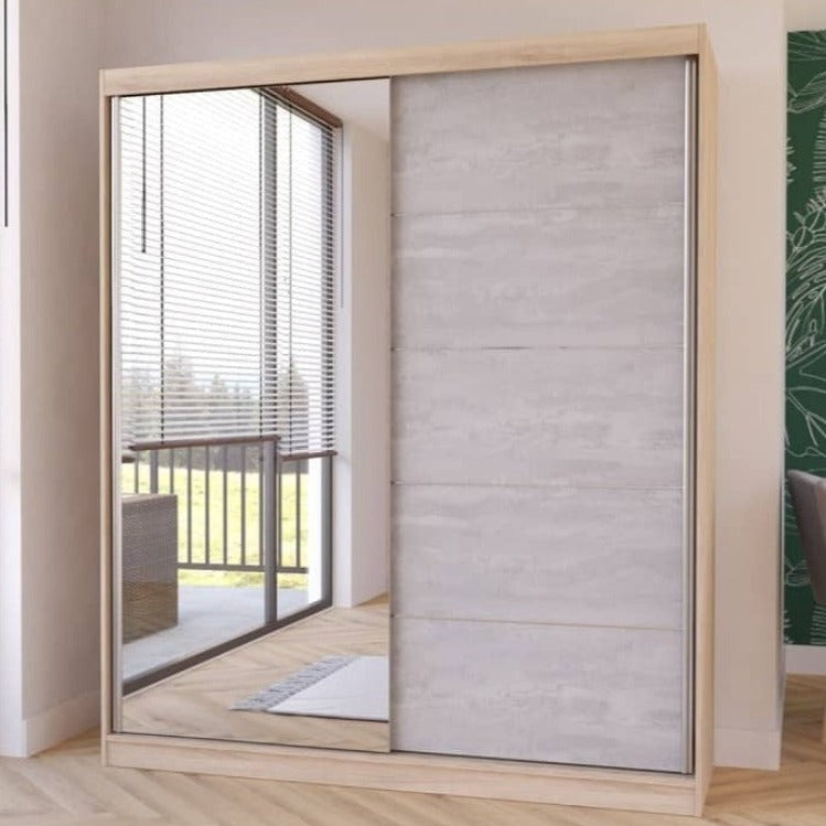 Beton Sliding Door Wardrobe 183cm