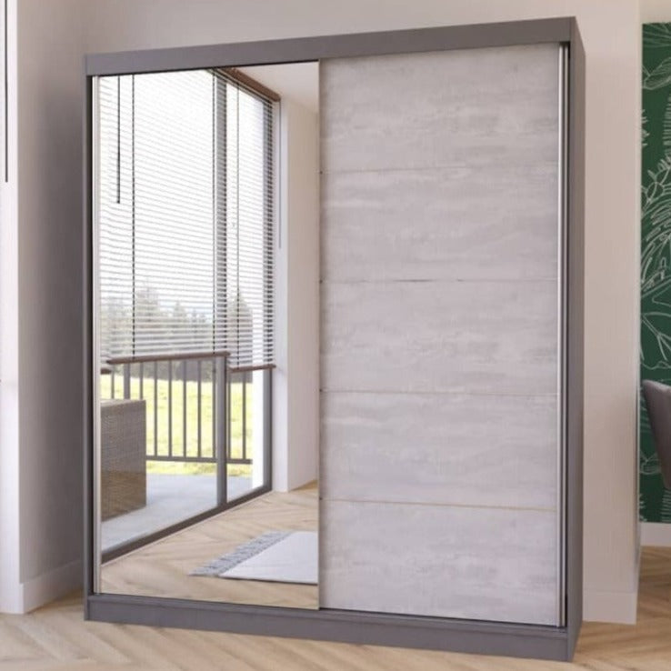 Beton Sliding Door Wardrobe 183cm