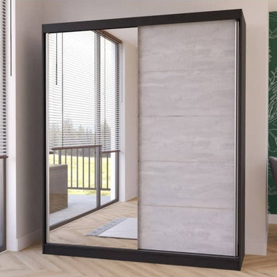 Beton Sliding Door Wardrobe 183cm