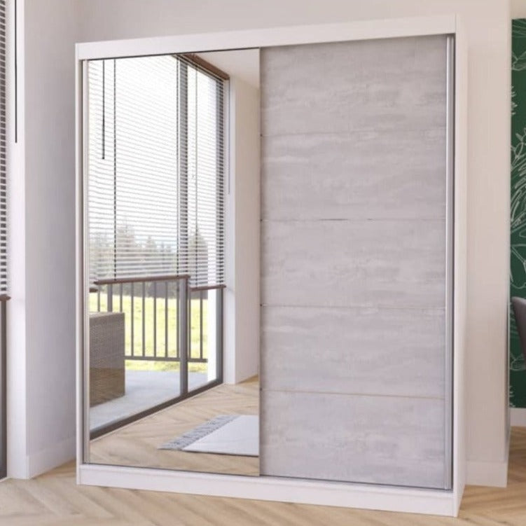 Beton Sliding Door Wardrobe 183cm