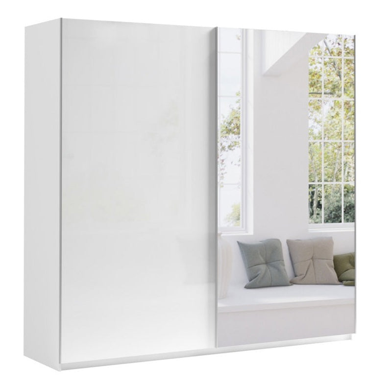 Moore Sliding Door Mirrored Wardrobe White Gloss