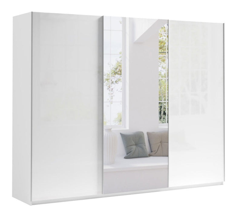 Moore Sliding Door Mirrored Wardrobe White Gloss