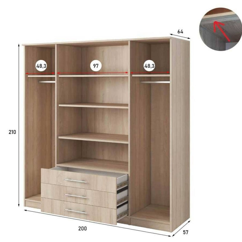 Alex Hinged Door Wardrobe 200cm