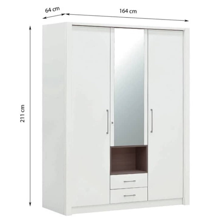 New York 3 Door Wardrobe 164cm