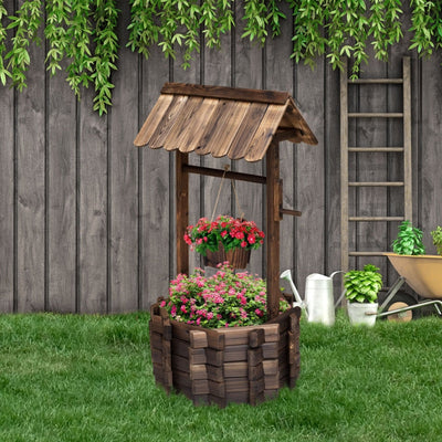 Wishing Well Planter Bucket-Brown