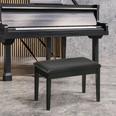 Faux Leather Padded Piano Stool- Black