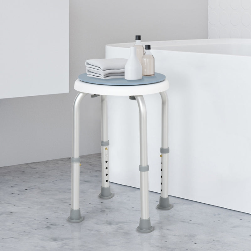 Aluminium 360°Swivel Shower Stool Blue And White