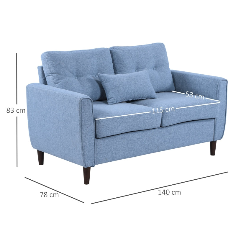 Two-Seater Sofa, With Pillow - Blue