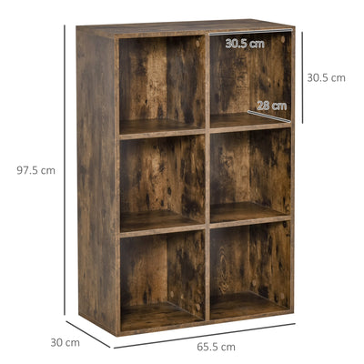 HOMCOM Cubic Cabinet Bookcase Shelves Storage Display for Study, Living Room, Home, office, Rustic Brown