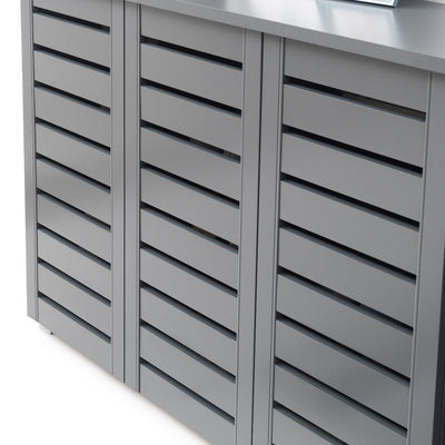 Essentials 3 Door Slatted Shoe Cabinet in Dark Grey