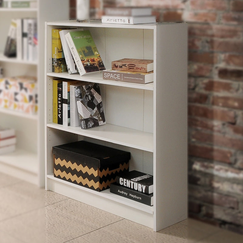 Essentials Bookcase Low Wide in White