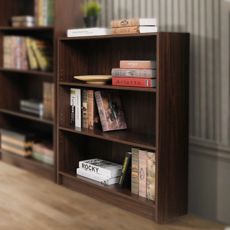 Essentials Bookcase Low Wide in Walnut