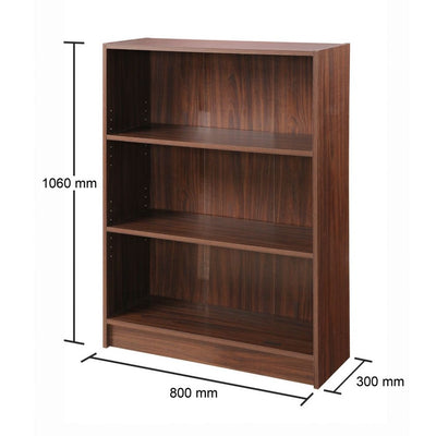 Essentials Bookcase Low Wide in Walnut