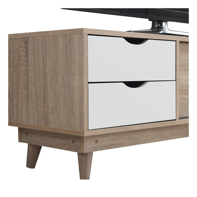 Alford Coffee TV Unit with 2 Sliding Doors & 2 Drawers in Sonoma Oak and White