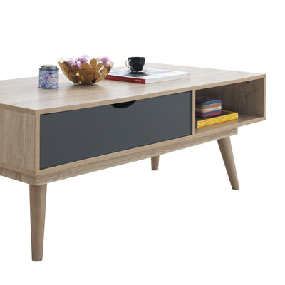 Alford Coffee Table with 1 Drawer in Sonoma Oak and Grey