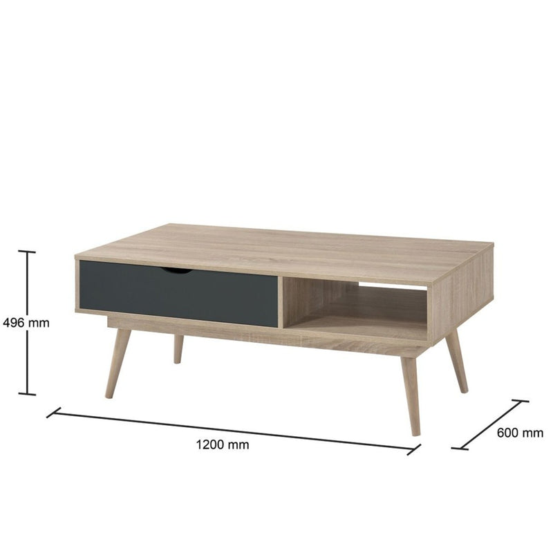 Alford Coffee Table with 1 Drawer in Sonoma Oak and Grey