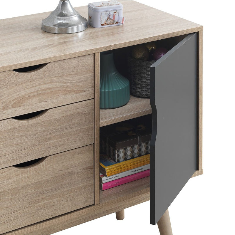 Alford Sideboard with 2 Doors and 3 Drawers in Sonoma Oak and Grey