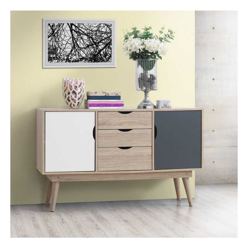 Alford Sideboard with 2 Doors and 3 Drawers in Sonoma Oak and Grey