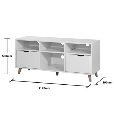 Pulford 2 Drawer 4 Shelf TV Cabinet Stand in White