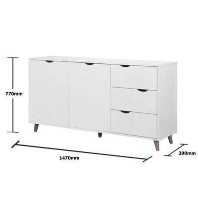 Pulford 2 Door 3 Drawer Sideboard in White