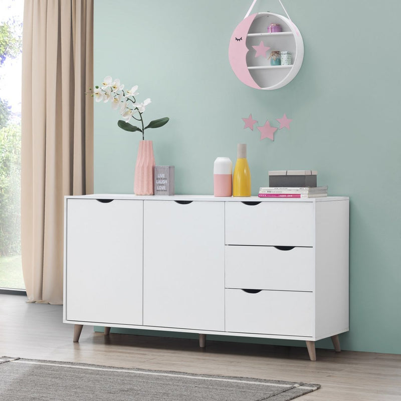 Pulford 2 Door 3 Drawer Sideboard in White