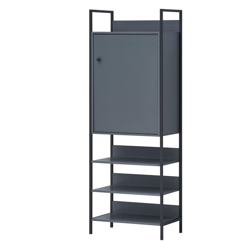 Zahra storage cabinet with 1 door and 3 shelves in grey effect