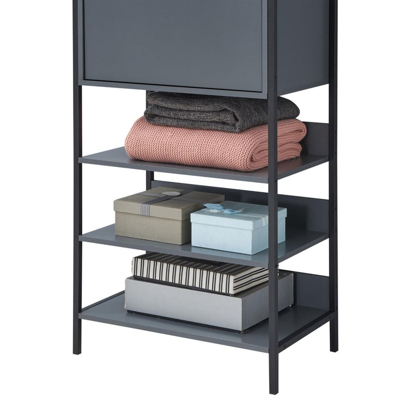 Zahra storage cabinet with 1 door and 3 shelves in grey effect