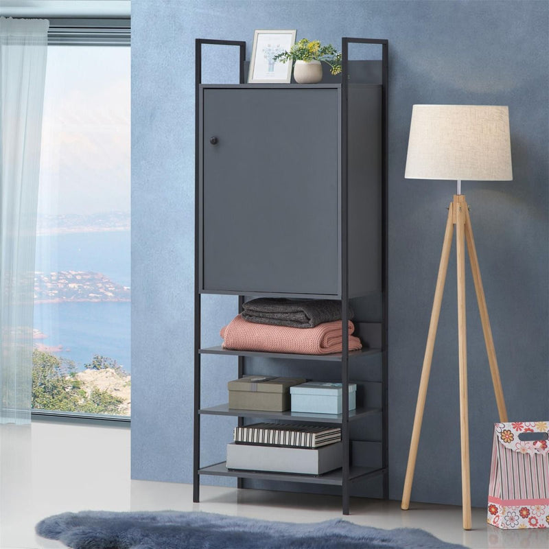 Zahra storage cabinet with 1 door and 3 shelves in grey effect