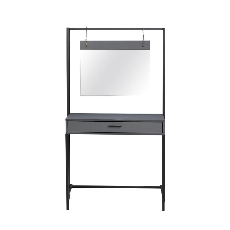 Zahra dressing table with mirror in matte grey